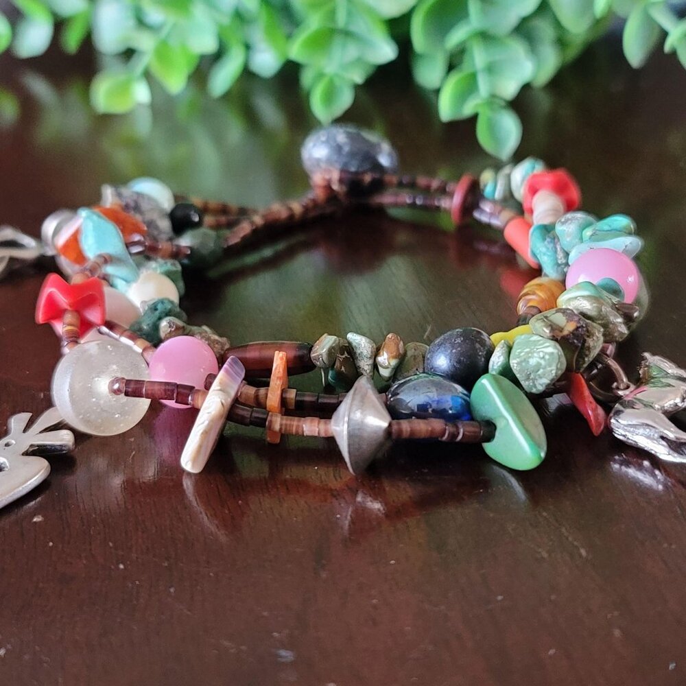 Multi Strand Native American Style Chip Bracelet Kokopelli Wedding Vase Turquois - Picture 4 of 8